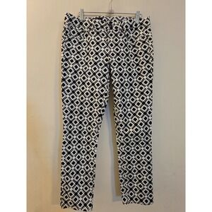J. Crew Toothpick Women's Size 29 Blk Geometric Print Cotton/Spandex Ankle Pants
